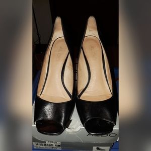 Aldo Black Wedge Heel Peep Toe